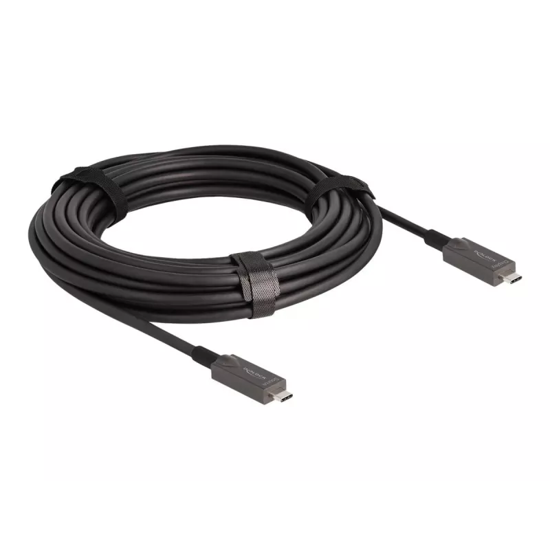 DeLOCK Aktives optisches USB-C Video + Daten + PD Kabel 10 m Schwarz