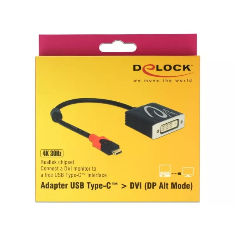 Videokabel-Adapter DeLOCK 61213 USB Type-C auf DVI 0,2 m Schwarz
