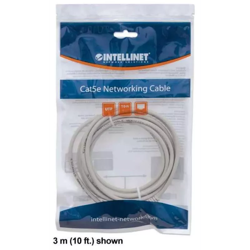 Intellinet Netzwerkkabel Patchkabel, Cat6, 1 m, Grau, CCA, U/UTP, PVC, RJ45, vergoldete Kontakte, snagless, mit Knickschutz, lebenslange Garantie