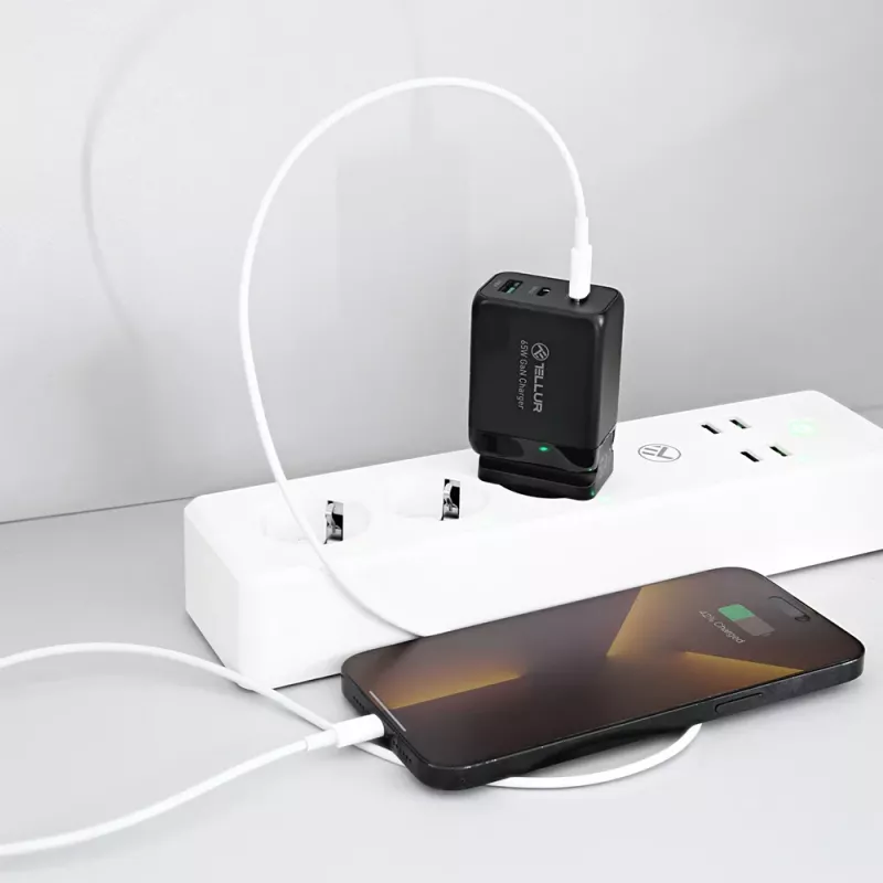 Wandladegerät Tellur TLL151451 65W, 3-Port (2x USB-C, 1x USB-A)