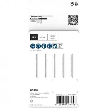 Stichsägeblatt Bosch T 101 AOF Bimetal 8,3 cm 5 Stück