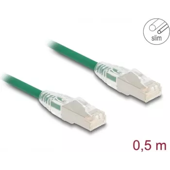 Netzwerkkabel DeLOCK RJ45 Cat.6A Stecker zu Stecker 0,5 m grün