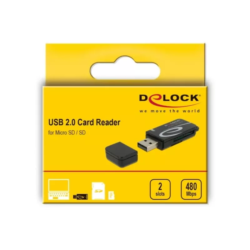 Kartenleser DeLOCK Mini USB 2.0 mit SD- und Micro-SD-Steckplatz