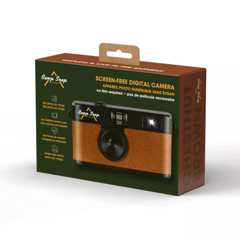 Displaylose Digitalkamera Camp Snap CS-V105-BR-JP — Braune Kompaktkamera ohne Display