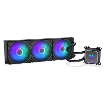 All-in-One-Flüssigkeitskühler ENDORFY Navis F360 ARGB Schwarz — 360-mm-Radiator, 3x 120×25 mm Lüfter, 250–1800 U/min, Pumpe 1600–2600 U/min, Unterstützung für LGA 1700/AM5/AM4