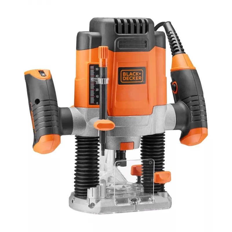Router/Trimmer Schwarz & Decker KW1200EKA-QS — kompakte Oberfräse mit einstellbaren Tiefeneinstellungen, ergonomisches Design