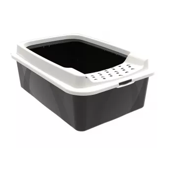 Offene Katzentoilette rotho Bonnie Cat 572×393×209 mm, Technopolymer, 30 L, schwarz/grau