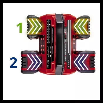 EINHELL Power X-Quattrocharger 4A - Universal Power X-Change Ladegerät für 4 Akkus (LED-Statusanzeige | paralleles Laden | Schnellladung | Lademanagement | Re