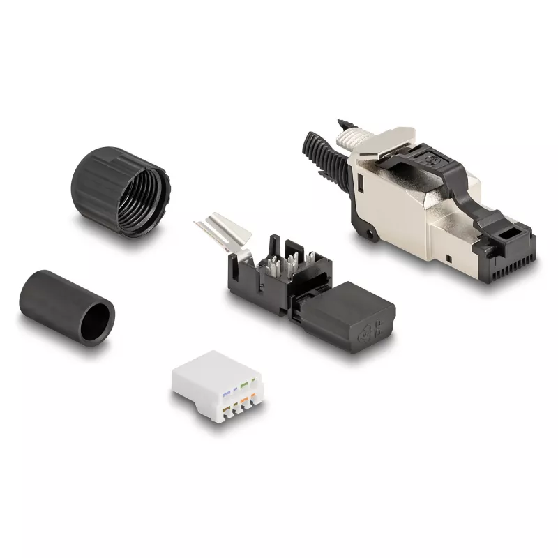 DeLOCK 86016 Drahtverbinder RJ45/LSA Schwarz Silber Stecker