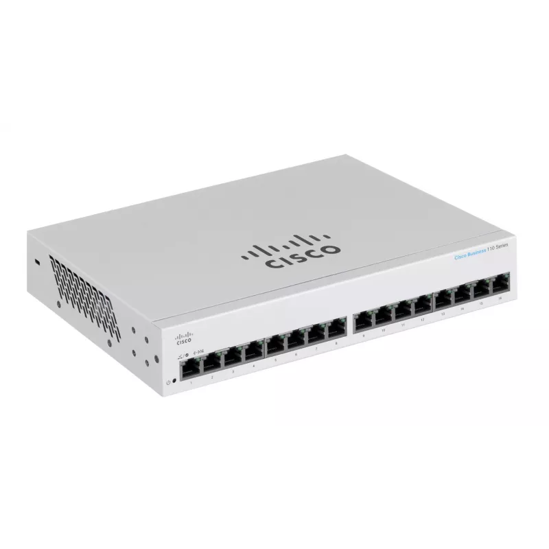 Switch, Cisco CBS110 Unmanaged L2 Gigabit Ethernet 16x RJ-45 (10/100/1000), 1U, 32 Gbps