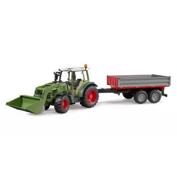 Spielzeugtraktor BRUDER Fendt Vario 211 mit Frontlader und Seitenanhänger