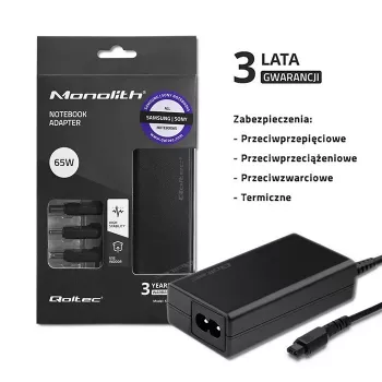 Qoltec 52415 Netzteil kompatibel mit Samsung Sony 65 W | 3 Stecker | +Netzkabel