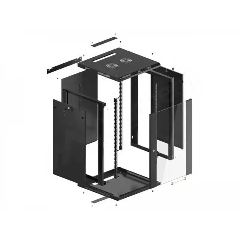 Wandmontierbarer Rack-Schrank LANBERG WF01-6618-10B, 18U, 600×600×907 mm, schwarz, 60 kg