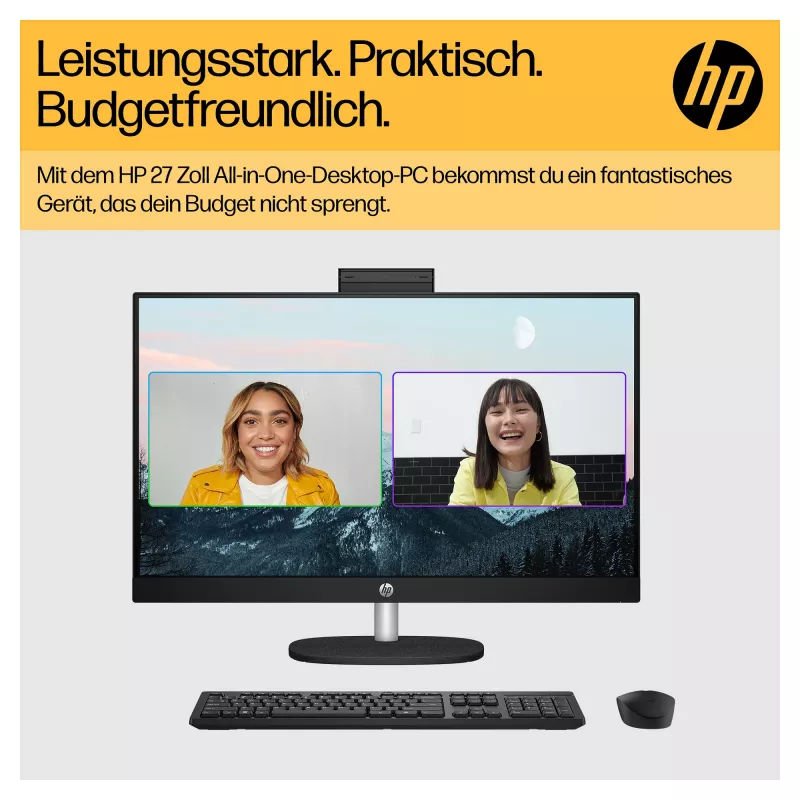 HP 27-cr0471ng - All-in-One (Komplettlösung) - Ryzen 7 7730U - RAM 16 GB - SSD 512 GB - NVMe - Radeon Graphics - 1GbE, Wi-Fi 6, Bluetooth - WLAN: 802.11a/b/g/n/ac/ax, Bluetooth