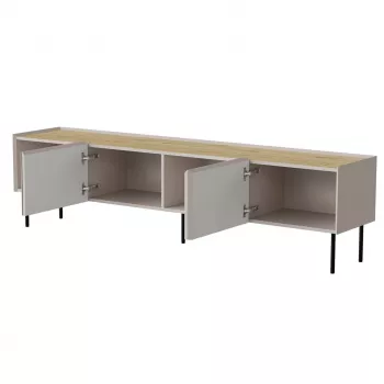 TV-Unterschrank Cama Meble FELLINI 200x40x52 cm, Cashmere-Rahmen, geölte Eichenholzplatte