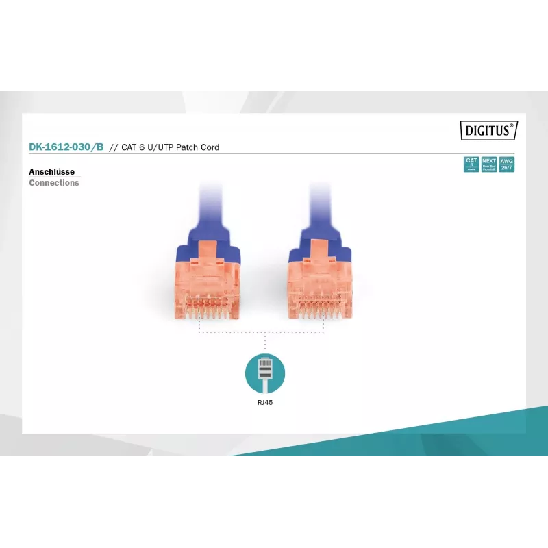 Digitus DK-1612-030/B RJ45 Netzwerkkabel Patchkabel CAT 6 U/UTP B