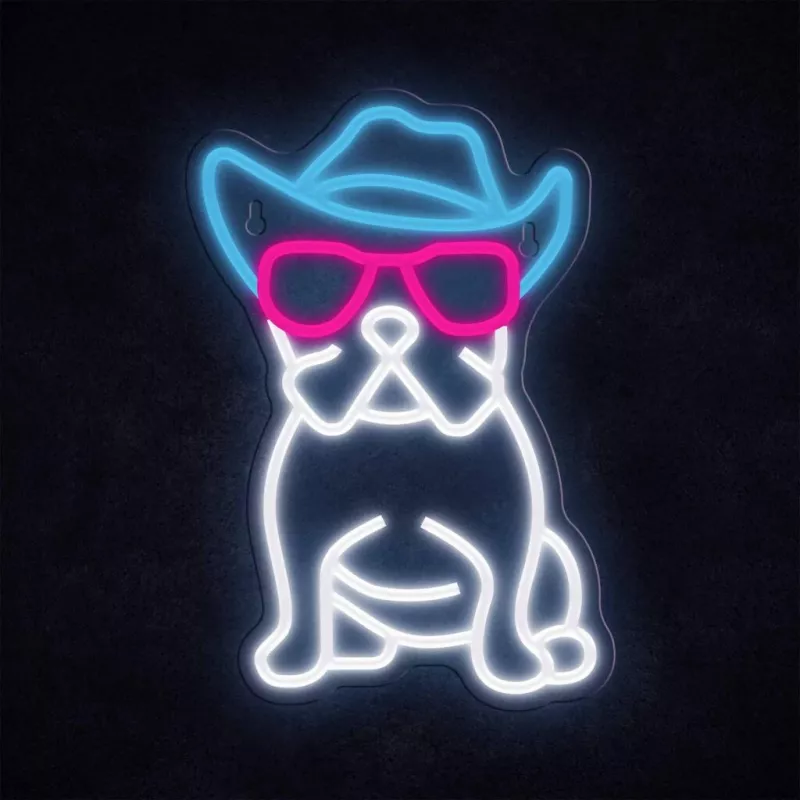 Neon Lights MANTA SNL114MT Bulldog mit Brille Neonschild