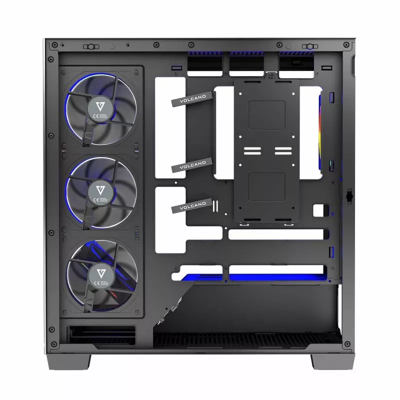 PC-Gehäuse MODECOM Volcano Stellar 5F ATX Midi Tower, gehärtetes Glas, 5 vorinstallierte Lüfter, USB‑C, unterstützt microATX/ATX, max. GPU 420 mm, CPU-Kühlerhöhe 175 mm