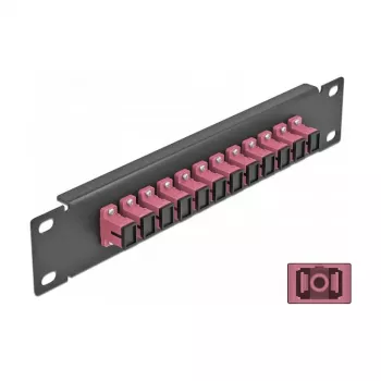 LWL-Patchpanel DeLOCK 10 Zoll 12 Port SC Simplex Violett 1U Schwarz
