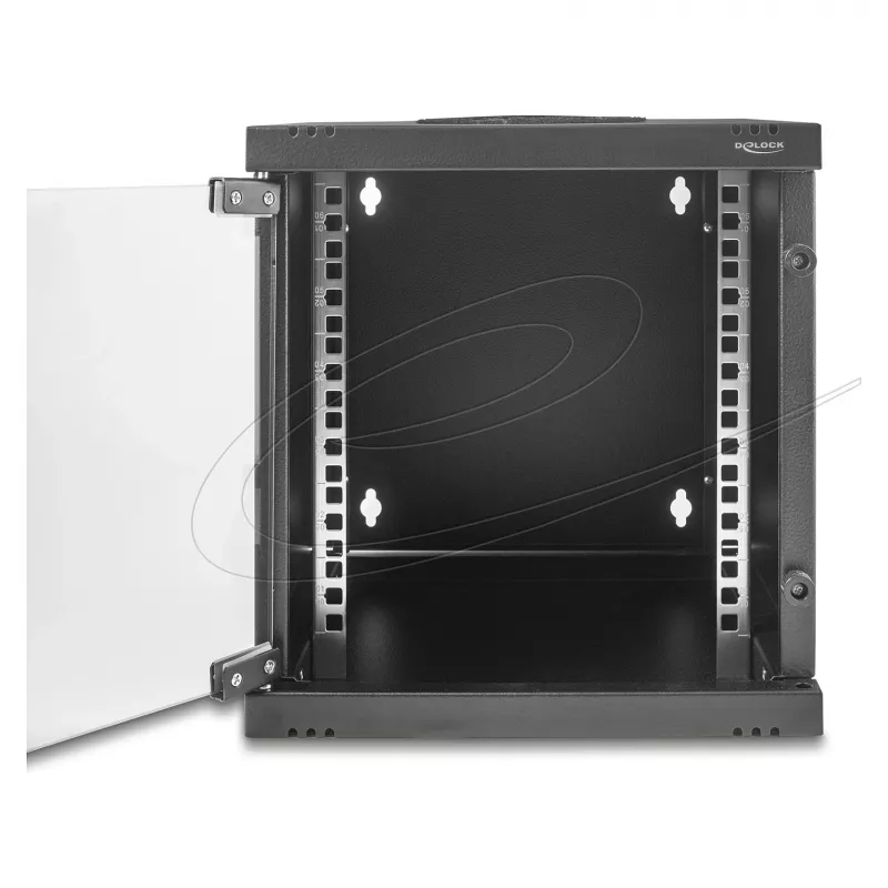 Freistehendes/Wand-/Bodenmontiertes Rack DELOCK 43422 6U 30 kg Tragfähigkeit IP20, schwarz, Schlüsselschloss