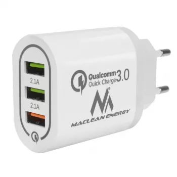 Wandladegerät MACLEAN MCE479W — 3-Port USB-Schnellladegerät, 18W Gesamtleistung