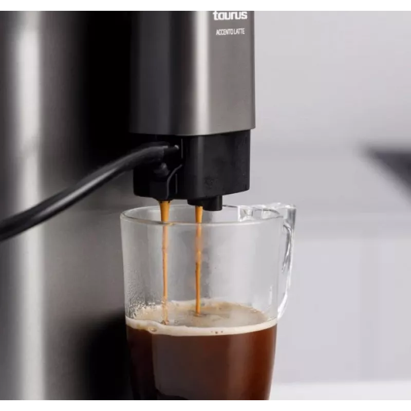 Espressomaschine Taurus Accento Latte vollautomatisch, integriertes Mahlwerk, 1,5 L Wassertank, Kaffeebohneneingabe
