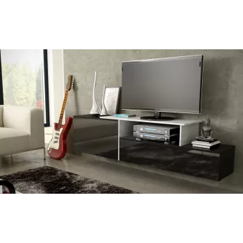 Cama TV-Schrank SIGMA 3 180 schwarz/schwarz glänzend + biały