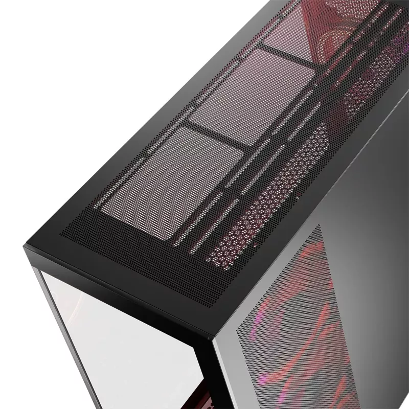 PC-Gehäuse MODECOM Volcano SPACE APEX ARGB Midi Tower, gehärtetes Glas, USB-C, unterstützt ATX/microATX/Mini-ITX, GPU bis 430 mm, CPU-Kühler bis 180 mm
