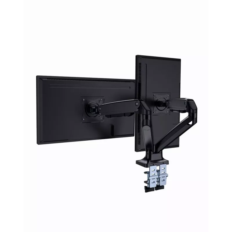 Monitor-Halterung GEMBIRD MA-DA2-03 für Bildschirme bis 35 Zoll, Tischklemme, VESA 75x75–100x100, 20 kg, schwarz, Dual-Display