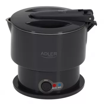 Elektrischer Wasserkocher Adler AD 1377G, 0,6 L Fassungsvermögen, 600 W, grau, Kunststoff/Silikon/Edelstahl