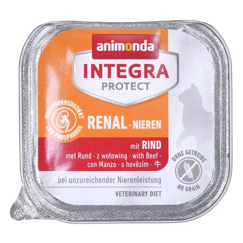 Nassfutter für Katzen animonda Integra Protect 100 g — Schwein, für ausgewachsene Katzen, Nierenunterstützung, Schale