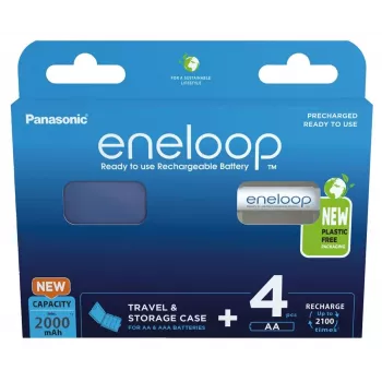Akkus PANASONIC ENELOOP AA 2000 mAh 4 Stück + Etui (BK-3MCDE/4CP+CASE)