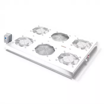 ROLINE 19-Zoll-Dachlüftereinheit mit Thermostat, 4 Lüfter, Stahlgehäuse, grau