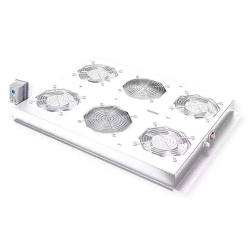 ROLINE 19-Zoll-Dachlüftereinheit mit Thermostat, 4 Lüfter, Stahlgehäuse, grau