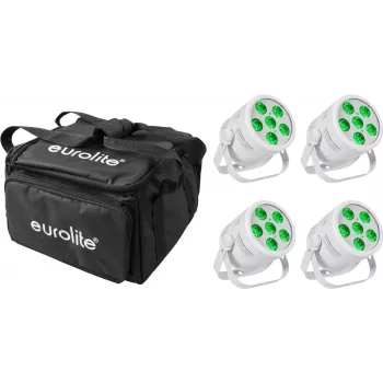 LED-Par-Scheinwerfer EUROLITE Silent Par 6 QCL Floor 4x mit Soft-Bag – bodenstehender QCL-LED-Par, 4er-Set