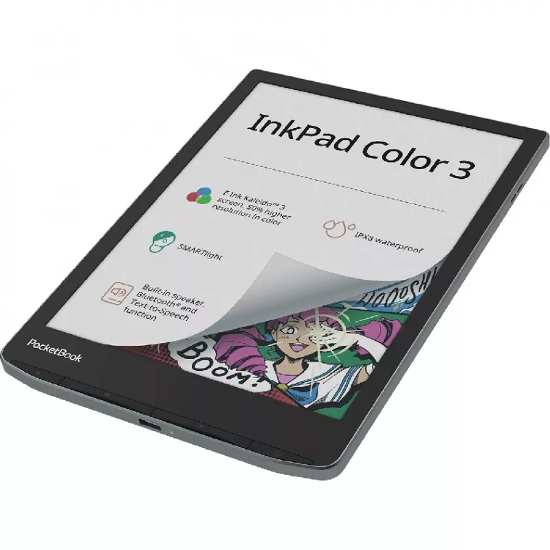PocketBook InkPad Color 3 Stormy Sea. Display-Diagonale: 19,8 cm (7,8 inch), Technologie: E Ink. Unterstützte Dokumentformate: ACSM, AZW, AZW3, CBR, CBZ, CHM, DOC,