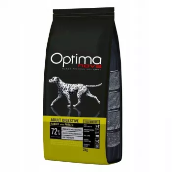 Adult Digestive Kaninchen mit Kartoffel Trockenfutter für Hunde, Optimanova 2 kg
