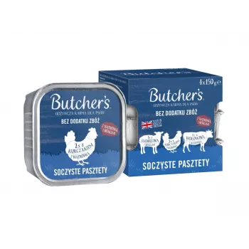 BUTCHER'S Original Mix Saftige Pasteten - Nassfutter für Hunde - 4 x 150g