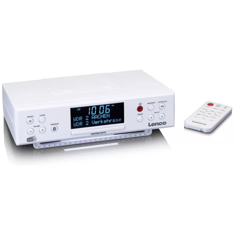 Lenco KCR-190WH Unterbau-Küchenradio mit PLL-FM, DAB+ und Bluetooth, Weiß