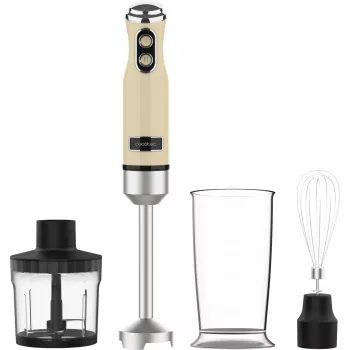 Handmixer CECOTEC Power Mixer RetroGelb 1200MAX Cream&Crush, 1200 W, mehrere Geschwindigkeiten, Knethaken und Quirle