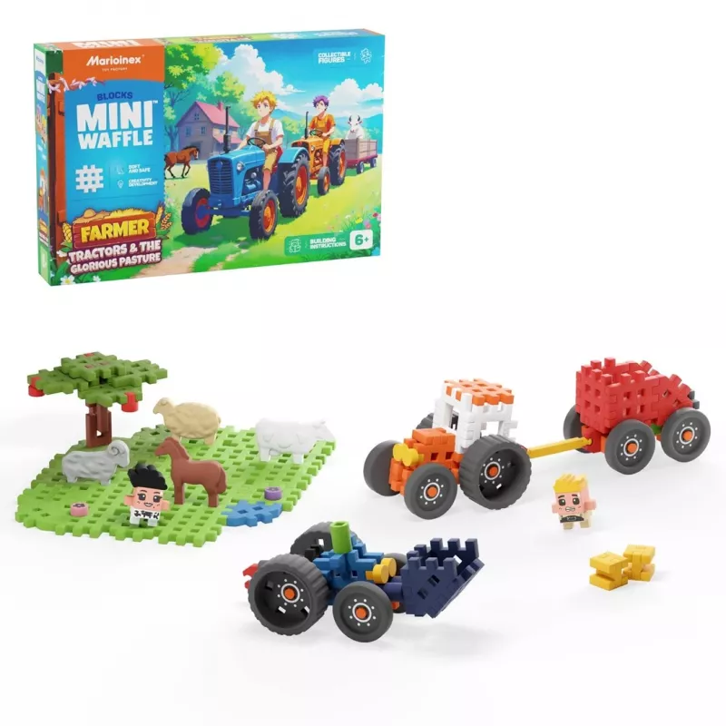 Bausteine Marioinex Farmer Tractor Meadow – 110 Teile, für Kinder ab 6 Jahren, mehrfarbiges Set