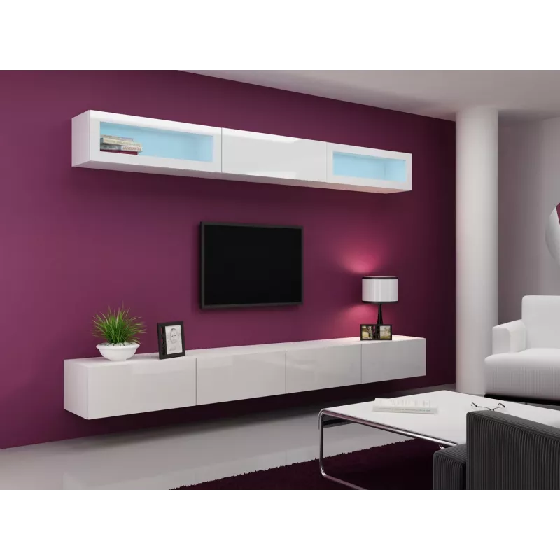 Cama Wohnzimmer-Schrankset VIGO 11 weiß/weiß glänzend