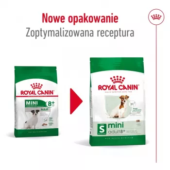 Trockenfutter für Hunde Royal Canin Mini Adult 8+ 2 kg — kleine Rassen 5–10 kg, Geflügel, gewichtskontrollierende Formel