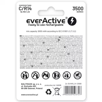 Wiederaufladbare Batterien everActive R14/C Ni-MH 3500 mAh sofort einsatzbereit