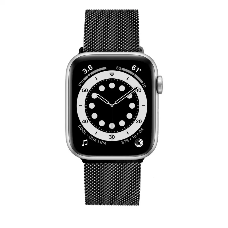 Mesh-Armband Ersatz für Apple Watch von FIXED — kompatibel mit 42/44/45/46/49 mm (schwarz)