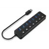 USB-Hub Gembird UHB-U3P7P-01, 7-Port USB 3.2 Gen 1 (Typ-A), 0,24 m Kabel, schwarz
