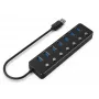 USB-Hub Gembird UHB-U3P7P-01, 7-Port USB 3.2 Gen 1 (Typ-A), 0,24 m Kabel, schwarz