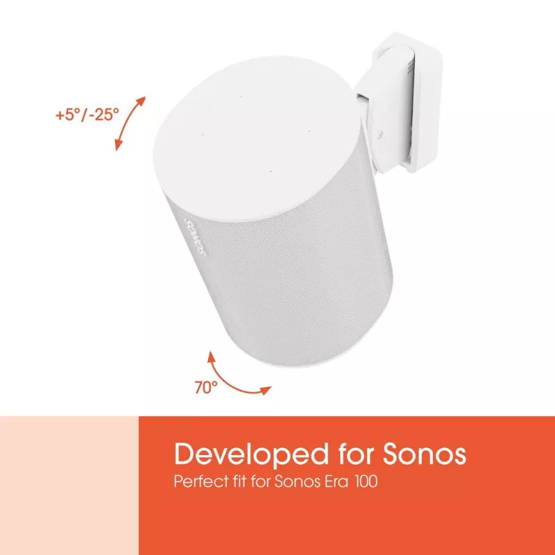 Vogels Wandhalterung | Lautsprecher-Wandhalterung für Sonos Era 100 | Neigbar, drehbar | Maximale Tragfähigkeit 7 kg | Weiß