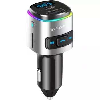 FM-Transmitter 4smarts 456201 Zigarettenanzünder Schwarz Silber AM FM Bluetooth