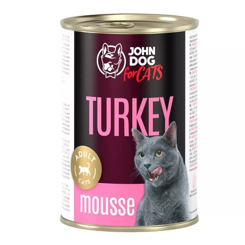 Nassfutter für Katzen john dog JD for CATS ADULT TURKEY MOUSSE 400 g — Nassfutter, Truthahn, ausgewachsene Katzen, 400 g